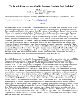 The Jurassic-Cretaceous North Sea Rift Dome and Associated Basin Evolution* by Ole Graversen1 Search and Discovery Article #30040 (2006) Posted February 19, 2006