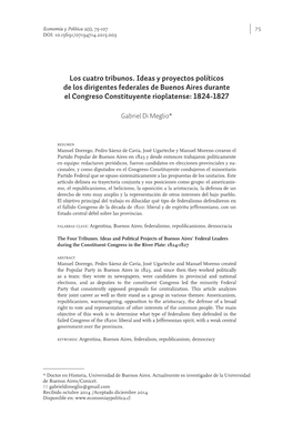 Los Cuatro Tribunos. Ideas Y Proyectos Políticos De Los Dirigentes Federales De Buenos Aires Durante El Congreso Constituyente Rioplatense: 1824-1827