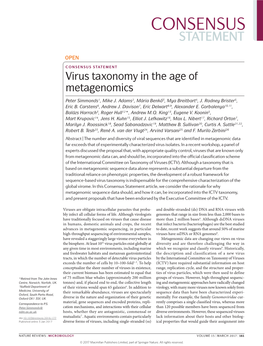 Consensus Statement: Virus Taxonomy in the Age of Metagenomics