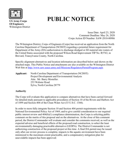 PUBLIC NOTICE of Engineers Wilmington District