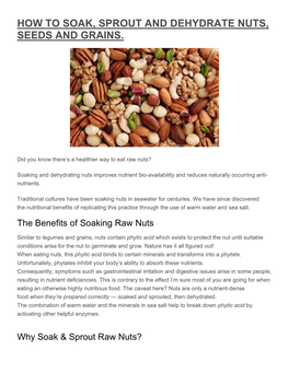 How to Soak, Sprout and Dehydrate Nuts, Seeds and Grains