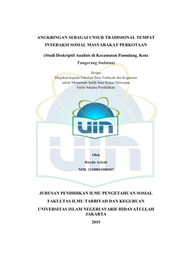 Angkringan Sebagai Unsur Tradisional Tempat Interaksi Sosial Masyarakat Perkotaan