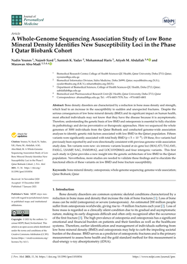 A Whole-Genome Sequencing Association Study of Low Bone Mineral Density Identiﬁes New Susceptibility Loci in the Phase I Qatar Biobank Cohort