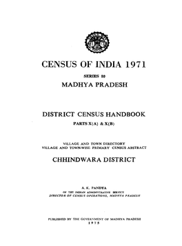 District Census Handbook, Chhindwara, Part X