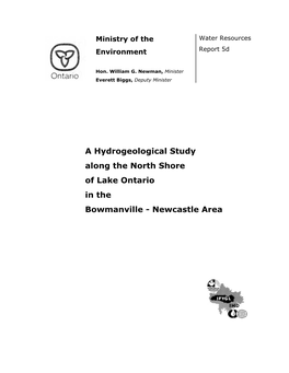A Hydrogeological Study Along the North Shore of Lake Ontario in the Bowmanville - Newcastle Area Copyright Provisions and Restrictions on Copying