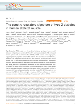 The Genetic Regulatory Signature of Type 2 Diabetes in Human Skeletal Muscle