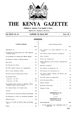 THE KENYA GAZETTE Published by Authority of the Republic of Kenya