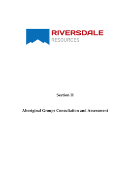 Sec H Aboriginal Consultation and Assessment