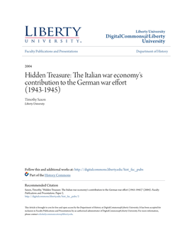 The Italian War Economy's Contribution to the German War Effort, (1943-1945)