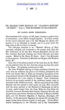 Dr Henry H. Drake's Hundred of Blackheath, Being Part I. of His New