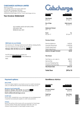 Tax Invoice Statement This Period Due Date $976.75 27 Feb 17