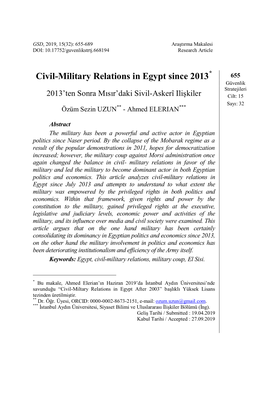 Civil-Military Relations in Egypt Since 2013