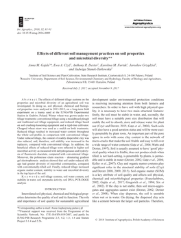 Effects of Different Soil Management Practices on Soil Properties and Microbial Diversity** Anna M