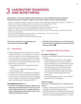 WFH Treatment Guidelines 3Ed Chapter 3 Laboratory