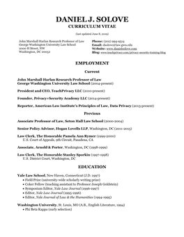 Daniel J. Solove Curriculum Vitae