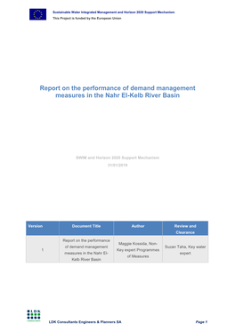 Report on the Performance of Demand Management Measures in the Nahr El-Kelb River Basin