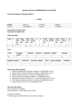 Episodio Di Corsole, MONDRAGONE, 21-23.10.1943
