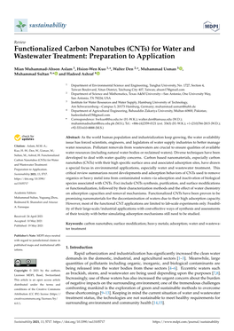 Functionalized Carbon Nanotubes (Cnts) for Water and Wastewater Treatment: Preparation to Application