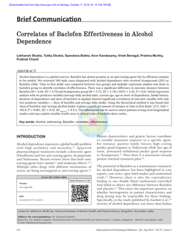 Correlates of Baclofen Effectiveness in Alcohol Dependence