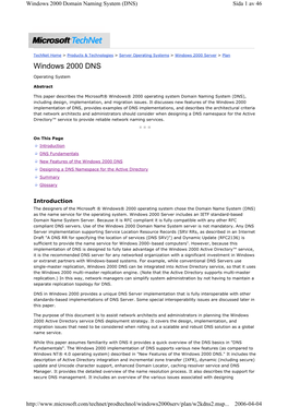 Windows 2000 Domain Naming System (DNS) Sida 1 Av 46