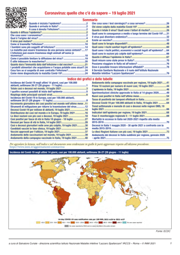 Coronavirus: Quello Che C'è Da Sapere – 19 Luglio 2021