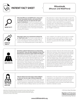 PATIENT FACT SHEET (Rituxan and Mabthera)