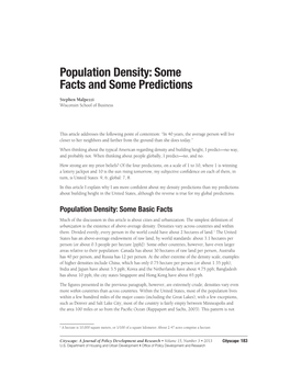 Population Density: Some Facts and Some Predictions