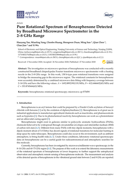 Pure Rotational Spectrum of Benzophenone Detected by Broadband Microwave Spectrometer in the 2–8 Ghz Range