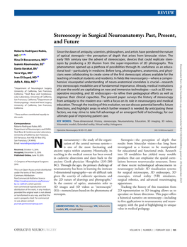 Stereoscopy in Surgical Neuroanatomy: Past, Present, and Future