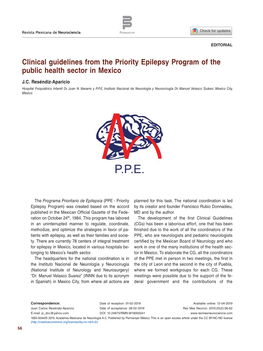 Clinical Guidelines from the Priority Epilepsy Program of the Public Health Sector in Mexico