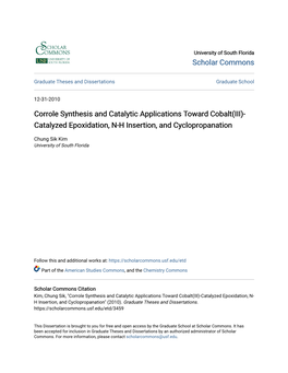 Corrole Synthesis and Catalytic Applications Toward Cobalt(III)- Catalyzed Epoxidation, N-H Insertion, and Cyclopropanation