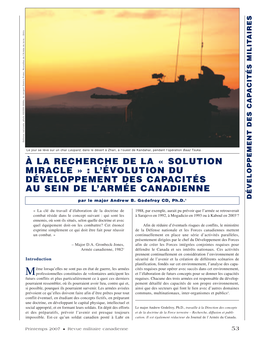 L'évolution Du Développement Des Capacités Au Sein De L'armée Canadienne