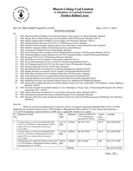 Bharat Coking Coal Limited. (A Subsidiary of Coal India Limited) Pootkee Balihari Area