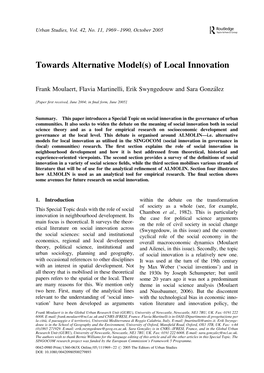 Towards Alternative Model(S) of Local Innovation
