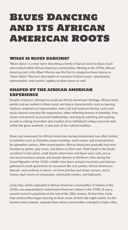 What Is Blues Dancing? Shaped by the African