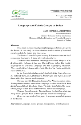 Language and Ethnic Groups in Sudan