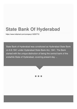 State Bank of Hyderabad