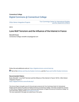 Lone Wolf Terrorism and the Influence of the Internet in France by Meredith Boyle