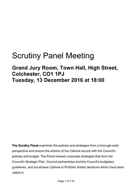 COLCHESTER BOROUGH COUNCIL Scrutiny Panel Tuesday, 13 December 2016 at 18:00