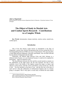 The Object of Study in Martial Arts and Combat Sports Research – Contributions to a Complex Whole