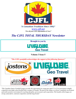 The CJFL TOTAL THURSDAY Newsletter
