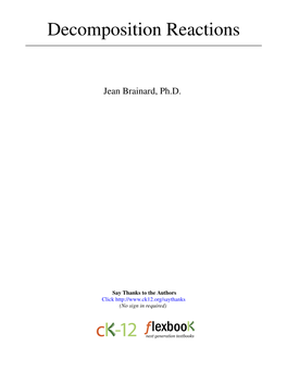 Decomposition Reactions