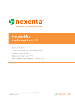 Nexentaedge Installation Guide 1.1 FP3