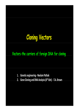 Cloning Vectors