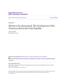 The Development of the American Ideal in the Early Republic Andrew S