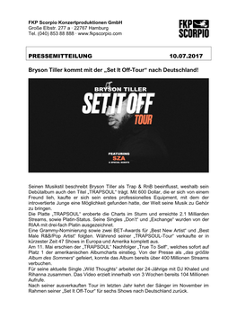 PRESSEMITTEILUNG 10.07.2017 Bryson Tiller Kommt Mit Der „Set It