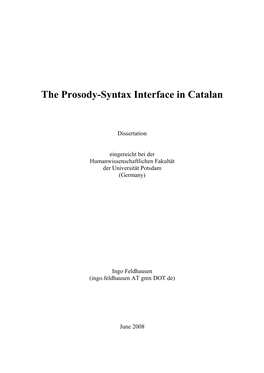 The Prosody-Syntax Interface in Catalan