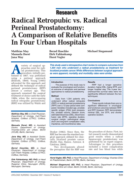 Radical Retropubic Vs. Radical Perineal Prostatectomy: a Comparison of Relative Benefits in Four Urban Hospitals