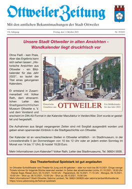 Mit Den Amtlichen Bekanntmachungen Der Stadt Ottweiler