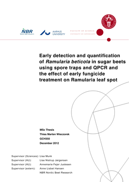 Early Detection and Quantification of Ramularia Beticola in Sugar Beets